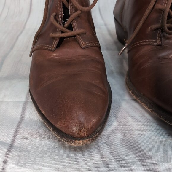 Frye Brown Leather Lace-Up Ankle Boots – Women’s Size 7.5M - Picture 2 of 11